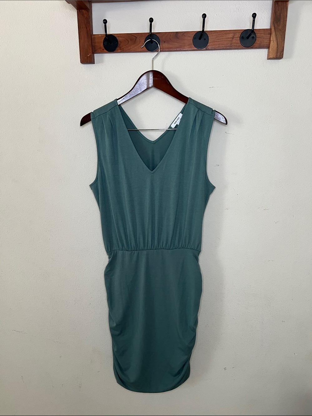 Nine West Teal Tank Dress Ruched Sleevless Size Medium Casual
